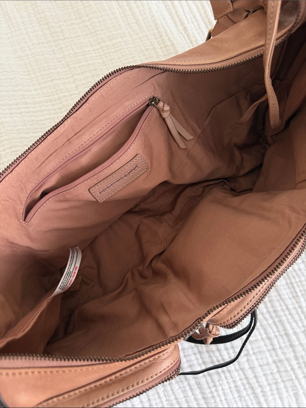 Free People Cognac Leather Multi-Pocket Shoulder Bag - Picture 3 of 5